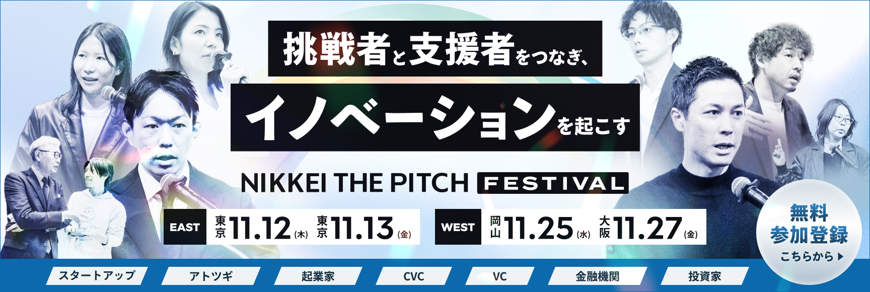 「挑戦者と支援者をつなぎ、イノベーションを起こす」NIKKEI THE PITCH FESTIVAL 詳細はこちら