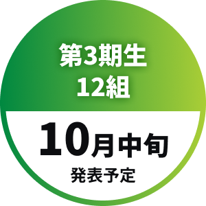 第3期生 12組 10月中旬発表予定