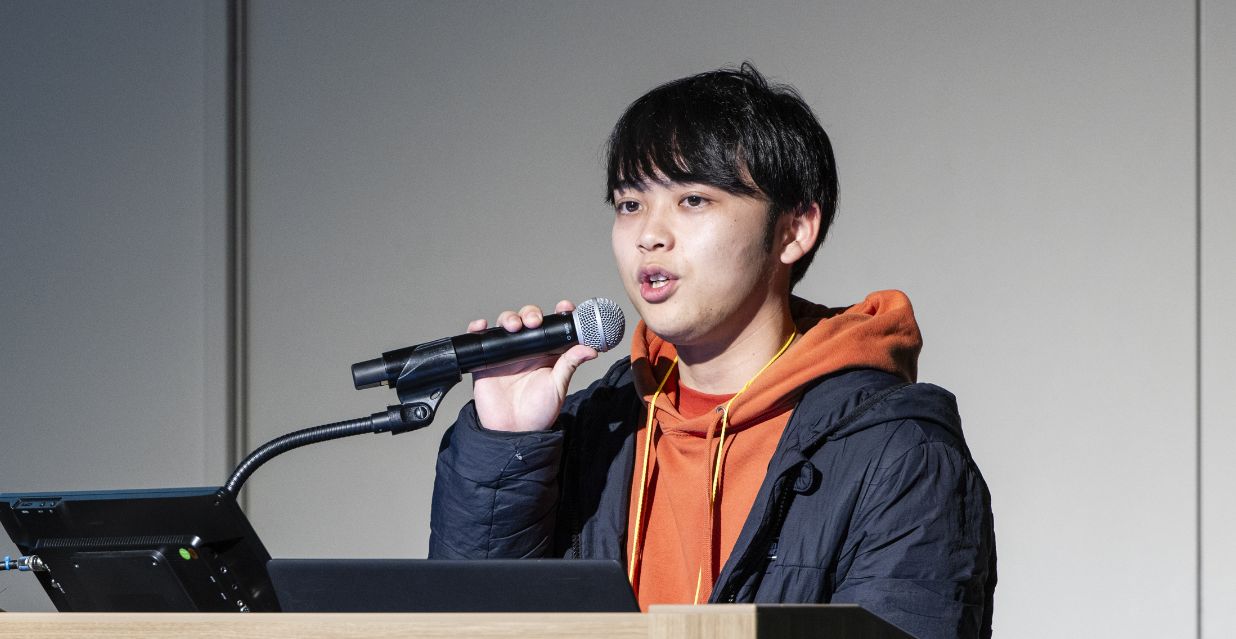 最終プレゼンテーション登壇時のPietyの加治木基洋代表取締役
