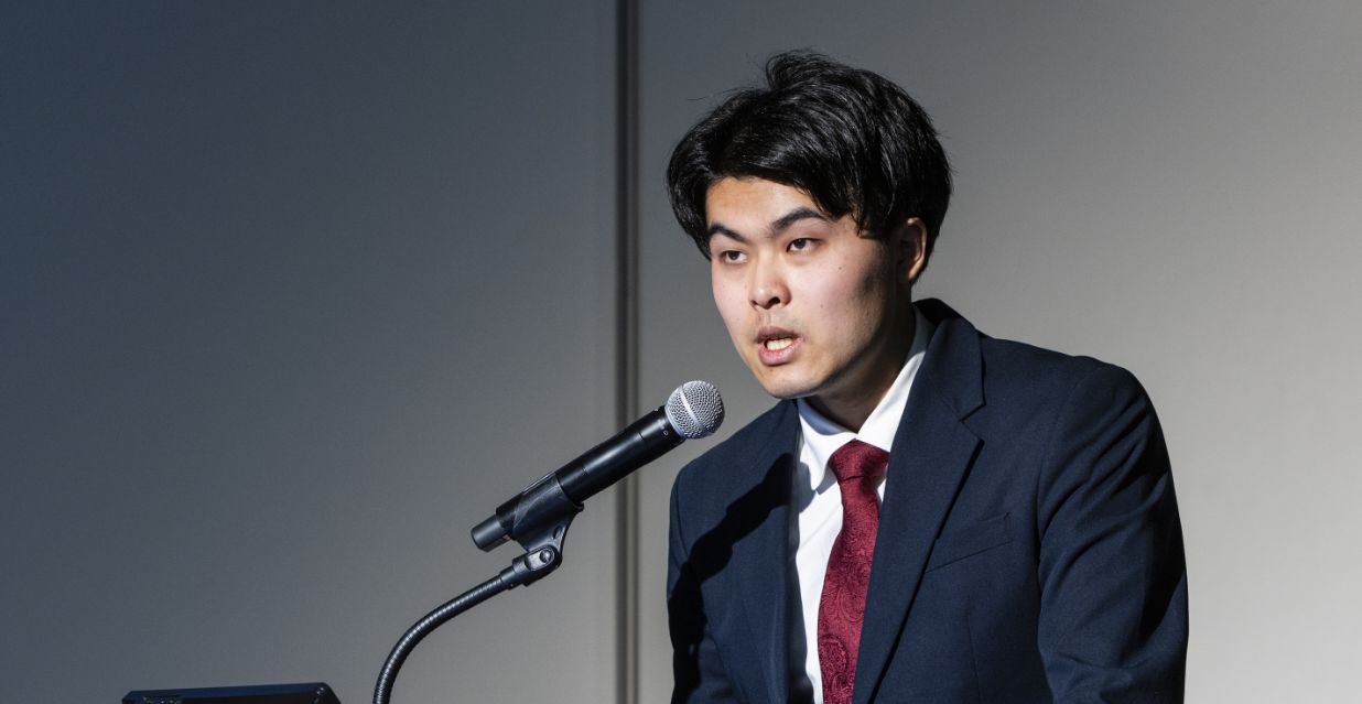 最終プレゼンテーション登壇時のモビスペースの片山将代表取締役CEO