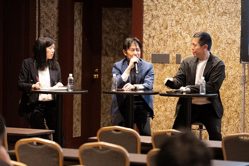 左から、インパクト・キャピタル代表取締役 黄春梅氏、SMBCベンチャーキャピタル執行役員 松下克俊氏、JERA Ventures代表兼Managing Partner 小玉丈氏