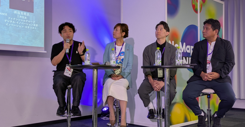 三星グループの岩田氏（左）は、アトツギとスタートアップの起業家が交流するタキビコプロジェクトを進めている