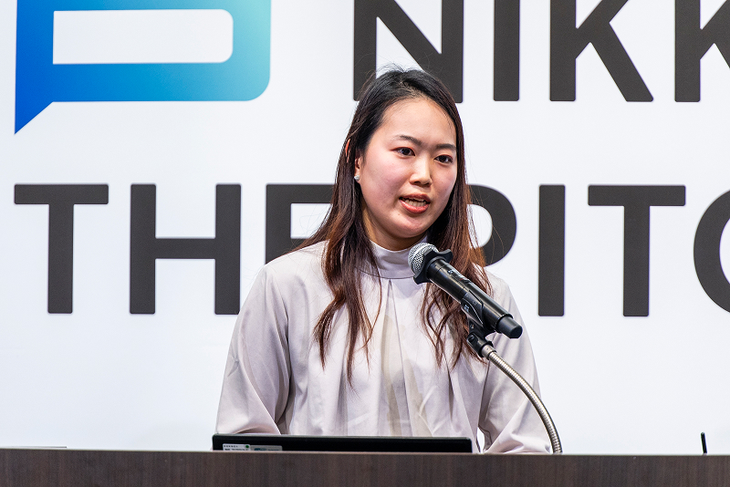 保育園や自治体との連携による口腔教育プログラムを提案する、I&Companyの多和実月氏。