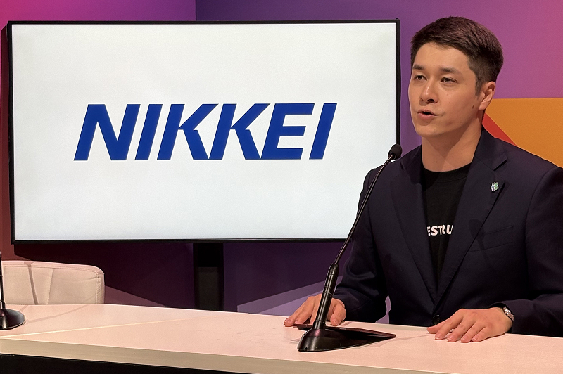 ONESTRUCTIONのヘイウッド・ルーカス氏。会場で事業紹介ピッチ動画を収録